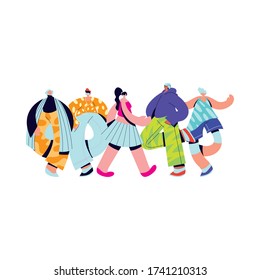 Urban women and men cartoons with casual cloth design, Girl boy female male person people human and social media theme Vector illustration