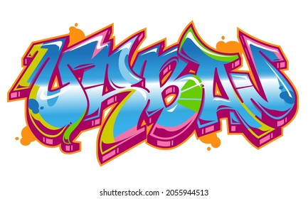 Urban word in readable graffiti style in vibrant customizable colors.