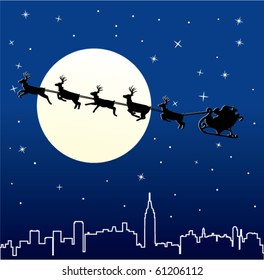 urban xmas holiday background with santa