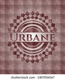 Urbane red badge with geometric background. Seamless.