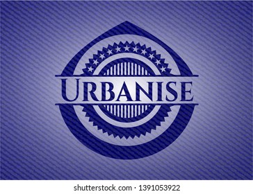 Urbanise badge with jean texture. Vector Illustration. Detailed.