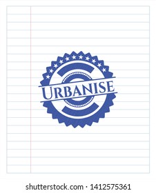 Urbanise blue ink pen emblem. Vector Illustration. Detailed.