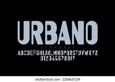 Urbano font, alphabet letters and numbers vector illustration