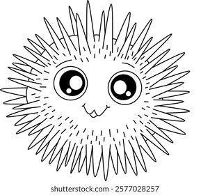 Urchin cartoon line art for coloring book pages