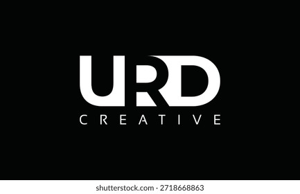 URD letters Logo with negative space design. Letter with geometric typography. Creative Vector Illustration with letters.