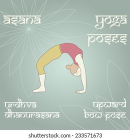 Urdhva Dhanurasana. Upward Bow (Wheel) Pose. Asana. Yoga Poses.