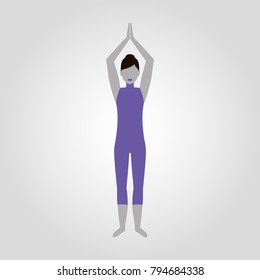 Urdhva Hastasana or upward salute yoga pose isolated flat vector icon