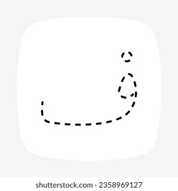 Urdu Alphabet Character Fay in Dotted Style isolated on white rounded box with light gray background, Arabic dotted font, Urdu font, Font, typography, dotted alphabet