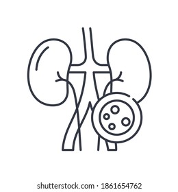 Urea analysis icon, linear isolated illustration, thin line vector, web design sign, outline concept symbol with editable stroke on white background.