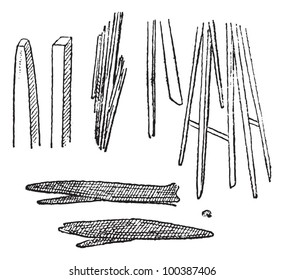 Harnstoff oder Carbamid, in Kristallform, gravierte Vintage-Illustration. Wörterbuch der Wörter und Dinge - Larive und Fleury - 1895