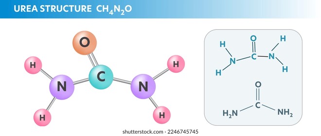 Urea, Carbamida. Fórmula de molécula química estructural, Ilustración vectorial.
