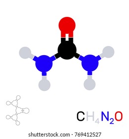 Urea model molecule.Isolated on white background. Vector illustration. Flat style.