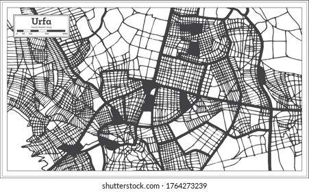 Urfa Turkey City Map in Black and White Color in Retro Style. Outline Map. Vector Illustration.
