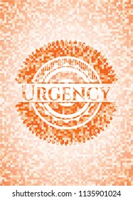 Urgency abstract orange mosaic emblem
