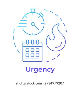 Urgency blue gradient concept icon. Time management, schedule calendar. Task control, workload organization. Round shape line illustration. Abstract idea. Graphic design. Easy to use in booklet