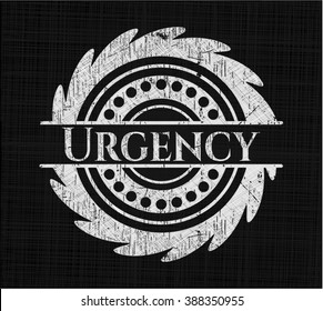 Urgency chalk emblem, retro style, chalk or chalkboard texture