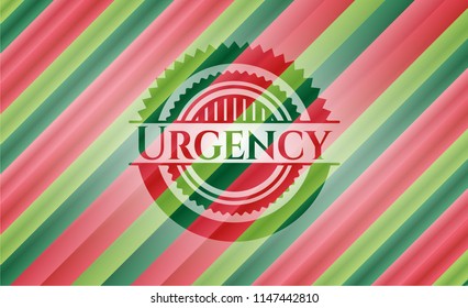 Urgency christmas colors style emblem.