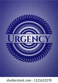 Urgency emblem with denim texture