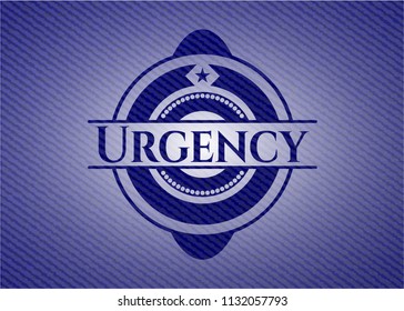 Urgency emblem with jean background