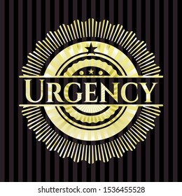 Urgency gold badge or emblem. Vector Illustration. Detailed.