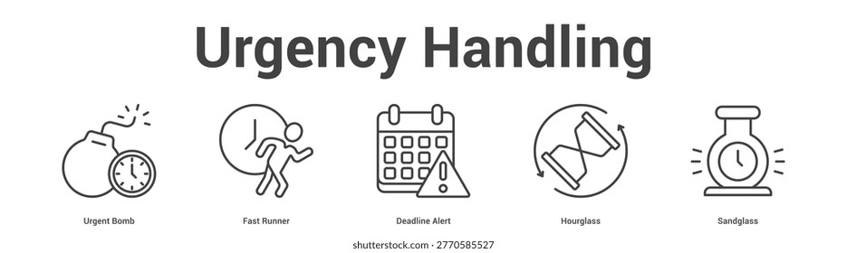 Urgency Handling web banner icon set vector illustration concept for business with icon of Urgent Bomb, Fast Runner, Deadline Ale.
