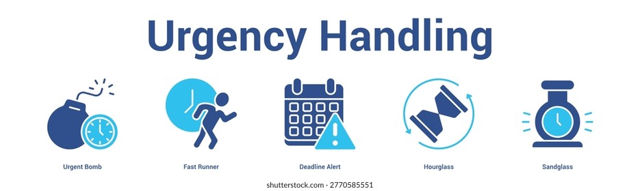 Urgency Handling web banner icon set vector illustration concept for business with icon of Urgent Bomb, Fast Runner, Deadline Ale.