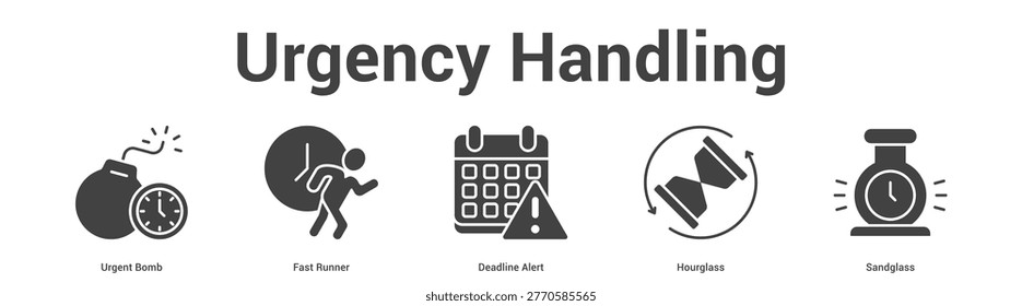 Urgency Handling web banner icon set vector illustration concept for business with icon of Urgent Bomb, Fast Runner, Deadline Ale.