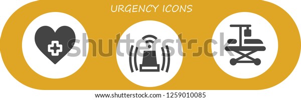  urgency icon set. 3\
filled urgency icons. Simple modern icons about  - Hospital, Siren,\
Hospitalization
