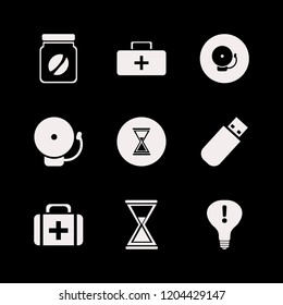 urgency icon. urgency vector icons set coffee jar, flash driver, attention sign bulb and hourglass