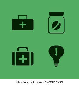urgency icon. urgency vector icons set coffee jar, first aid bag and attention sign bulb