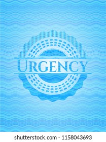 Urgency light blue water wave emblem.