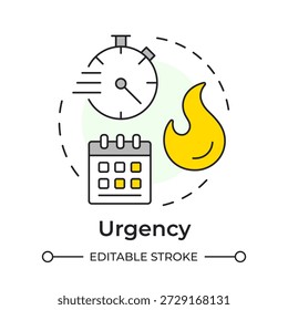 Urgency multi color concept icon. Time management, schedule calendar. Task control, workload organization. Round shape line illustration. Abstract idea. Graphic design. Easy to use in booklet