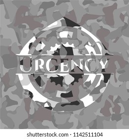 Urgency on grey camouflage texture