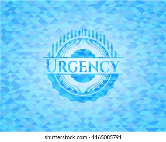 Urgency realistic light blue emblem. Mosaic background