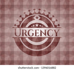 Urgency red seamless badge with geometric pattern.