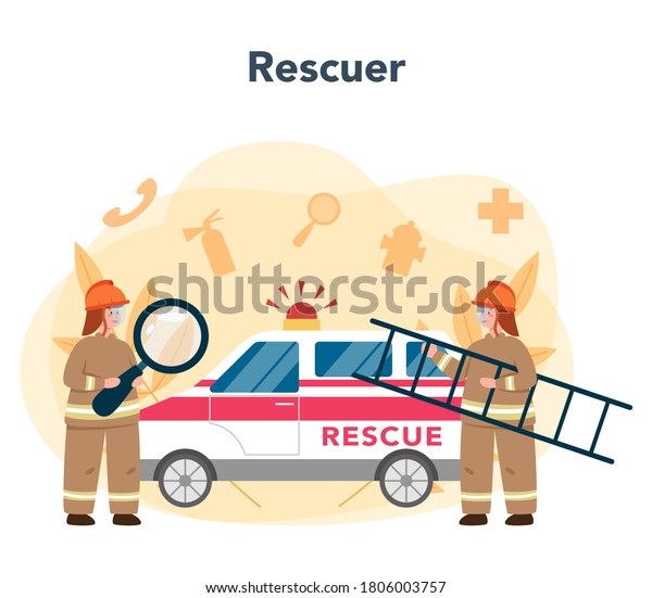 Urgency\
rescuer help. Ambulance lifeguard in uniform assisting first aid to\
injured person. Isolated flat vector\
illustration