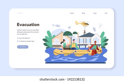 Urgency rescuer help web banner or landing page. Ambulance lifeguard in uniform assisting first aid to injured person. Isolated flat vector illustration