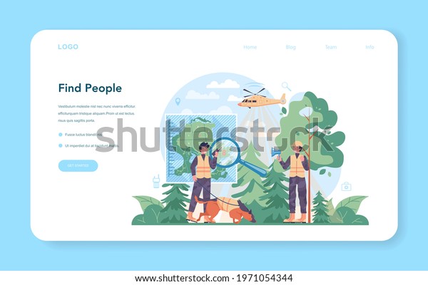 Urgency rescuer web\
banner or landing page. Ambulance lifeguard in uniform assisting\
first aid to injured person. Finding people operation. Isolated\
flat vector\
illustration