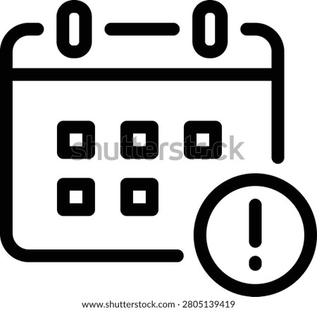Urgent calendar deadline icon with exclamation mark for time alerts