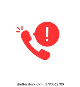 urgent call with handset and bubble. simple flat style trend modern logotype graphic design isolated on white background. concept of 24/7 delivery service or crisis support helpdesk or risk popup