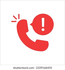 urgent call with handset and bubble. simple flat style trend modern logotype graphic design isolated on white background. concept delivery service or crisis support help desk or risk pop up