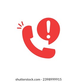 urgent call with handset and bubble. simple flat style trend modern logotype graphic design isolated on white background.