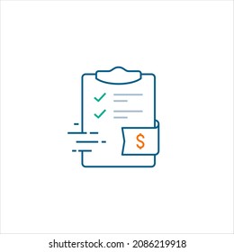 urgent contract document approval logo icon line style graphic design vector