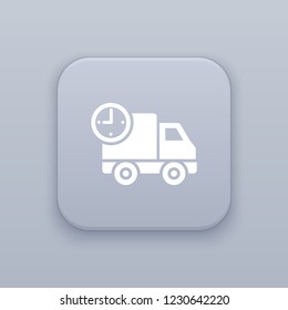 Urgent delivery, gray vector button with white icon on gray background