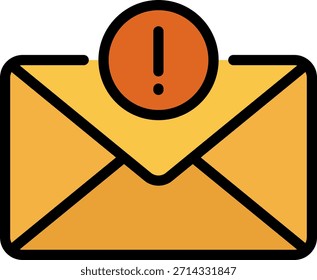 Notificación urgente por correo electrónico con signo de exclamación