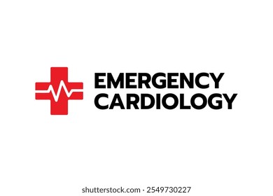 Urgent Heart Care Emergency Cardiology Logo Featuring Red Cross with White Heartbeat Line, Highlighting Critical Cardiovascular Emergency Services