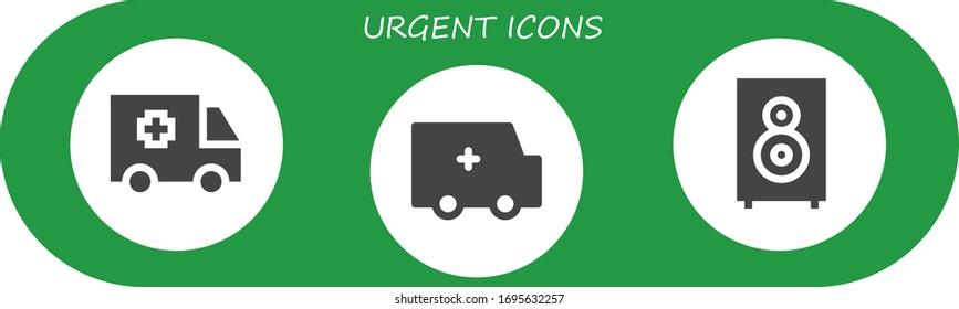 conjunto de iconos urgentes. 3 iconos urgentes rellenos.  Iconos modernos sencillos, como: Ambulancia, altavoz