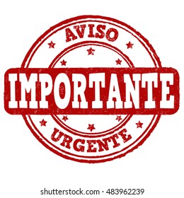 Urgent, important, notice in spanish language grunge rubber stamp on white background, vector illustration