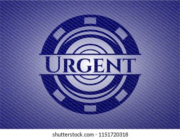 Urgent jean or denim emblem or badge background