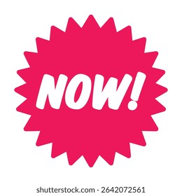 Urgent NOW Badge Vector, Pink Promo Label for Special Offers.